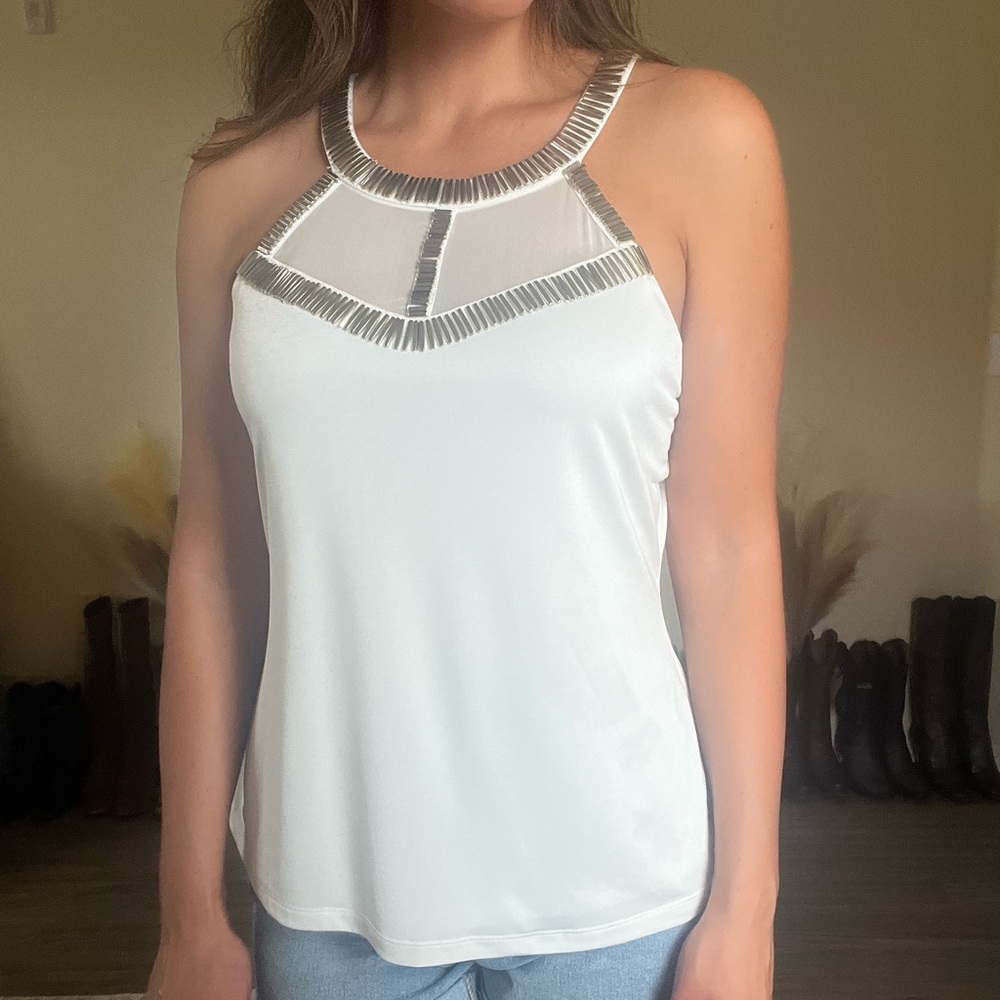 Cache Racerback Tank with Metallic Details